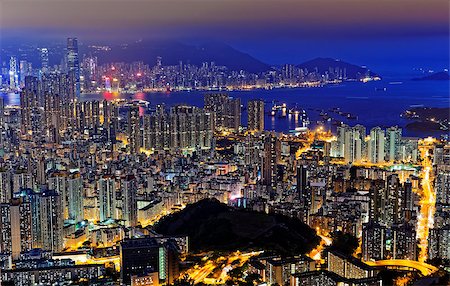 simsearch:400-07634376,k - Hong Kong Skyline at Night Foto de stock - Super Valor sin royalties y Suscripción, Código: 400-08491724