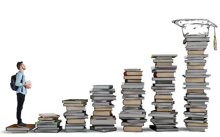 Student climbing a ladder of study books Stock Photo - Budget Royalty-Free & Subscription, Code: 400-08491892