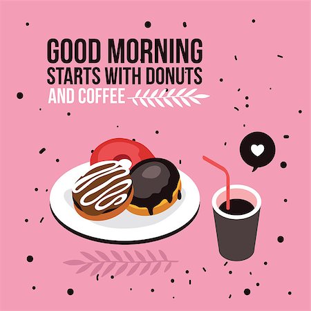simsearch:400-08786053,k - Perfect breakfast Donuts Coffee background Modern flat isometric design style Vector illustration Stock Photo - Budget Royalty-Free & Subscription, Code: 400-08492207