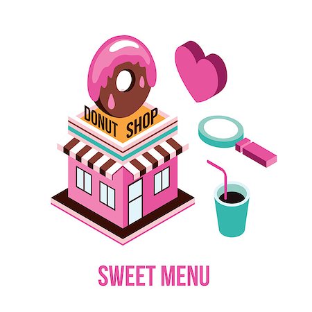 simsearch:400-08786053,k - Donut shop Coffee love Food isometric infographic element set Vector illustration Stock Photo - Budget Royalty-Free & Subscription, Code: 400-08492226