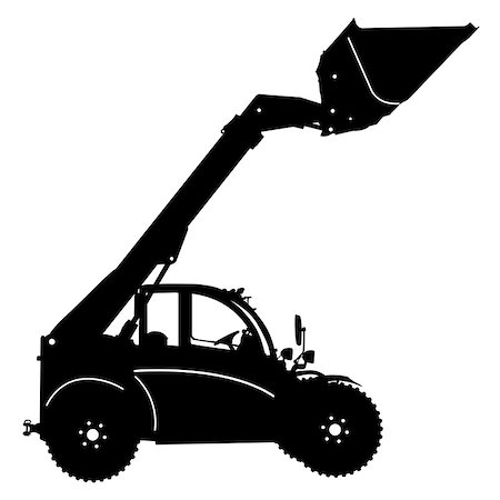 Silhouette of a heavy loaders with  ladle. Vector illustration. Stock Photo - Budget Royalty-Free & Subscription, Code: 400-08493033