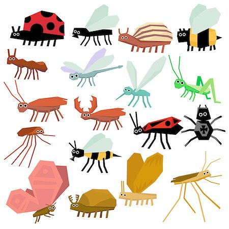 Insects icon set. Flat design Vector Illustration Stock Photo - Budget Royalty-Free & Subscription, Code: 400-08504876