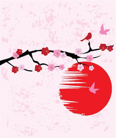 simsearch:400-04882926,k - vector illustration of cherry blossom with birds Stock Photo - Budget Royalty-Free & Subscription, Code: 400-08505294