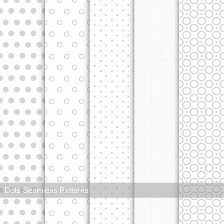simsearch:400-06642594,k - Set of seamless patterns with circles and dots. Grey and white texture Foto de stock - Super Valor sin royalties y Suscripción, Código: 400-08505385