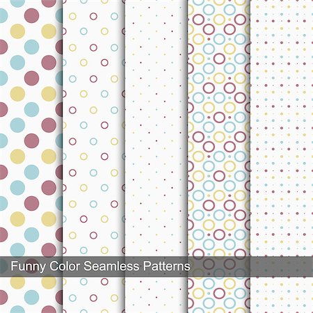 simsearch:400-08978166,k - Set of 5 seamless vector patterns with circles and dots. Stock Photo - Budget Royalty-Free & Subscription, Code: 400-08505386