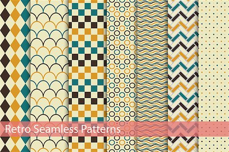 simsearch:400-08978166,k - Collection of rcolor seamless patterns. Retro style. Stock Photo - Budget Royalty-Free & Subscription, Code: 400-08505413