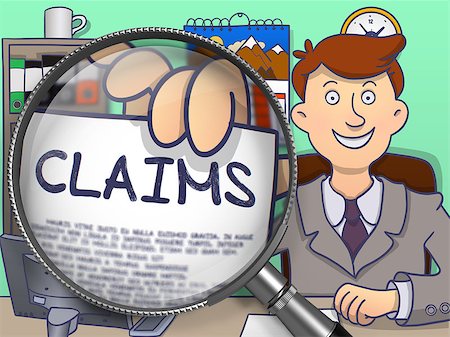 requirement - Claims Concept. Officeman Shows Paper with Text Claims. Closeup View through Magnifier. Colored Modern Line Illustration in Doodle Style. Stock Photo - Budget Royalty-Free & Subscription, Code: 400-08505632