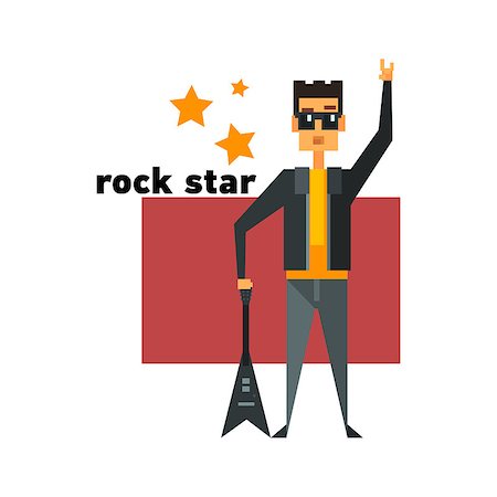 Rock Star Abstract Figure Flat Vector Illustration With Text Photographie de stock - Aubaine LD & Abonnement, Code: 400-08506089