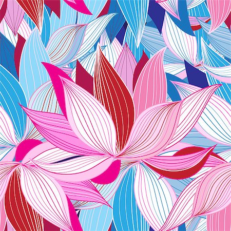 simsearch:400-06929001,k - Vector seamless pattern beautiful pink lotus flowers on a black background Stock Photo - Budget Royalty-Free & Subscription, Code: 400-08506312