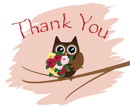 vector illustration of a thank you card with owl Stock Photo - Budget Royalty-Free & Subscription, Code: 400-08506499