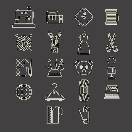 simsearch:6109-08701535,k - Vector sewing equipment and needlework icons set Stock Photo - Budget Royalty-Free & Subscription, Code: 400-08507214