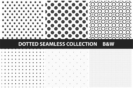 simsearch:400-06642594,k - Simple dotted patterns. Seamless vector collection. Black and white texture. Foto de stock - Super Valor sin royalties y Suscripción, Código: 400-08508492
