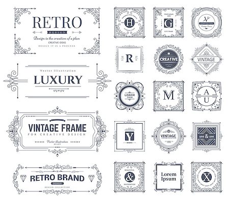 simsearch:400-07103208,k - Collection of vintage flourishes calligraphic ornaments and frames. Retro style of design elements, decorations for postcard, banners, logos. Vector template Stock Photo - Budget Royalty-Free & Subscription, Code: 400-08500088