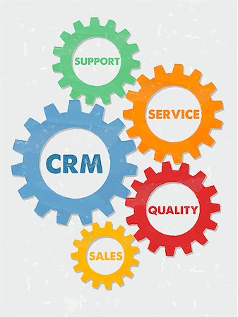 retail development - CRM, support, service, quality, sales - words in colored grunge flat design gear wheels, business concept - customer relationship management Stock Photo - Budget Royalty-Free & Subscription, Code: 400-08500408