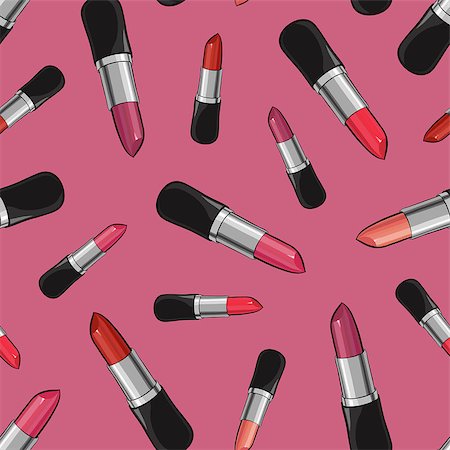 simsearch:400-04301065,k - Seamless pattern with beauty lipsticks.  Vector illustration. original cosmetics background. Useful for invitations, scrapbooking, design. Stock Photo - Budget Royalty-Free & Subscription, Code: 400-08501231