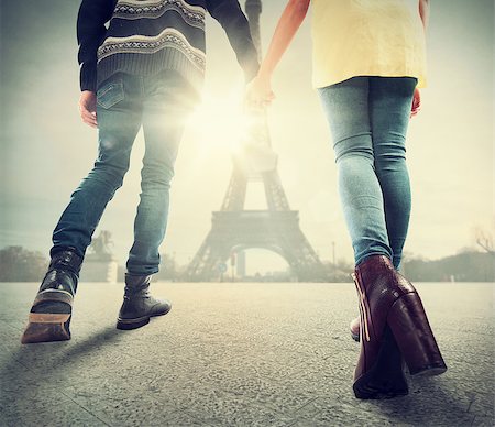 Couple in love walks together in Paris Stock Photo - Budget Royalty-Free & Subscription, Code: 400-08501414