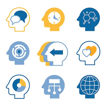 symbol for intelligence - Head brain, mind process vector icons set Stock Photo - Budget Royalty-Free & Subscription, Code: 400-08501646