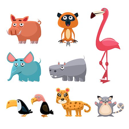 simsearch:400-04053564,k - African Animals Fun Cartoon Clip Art Collection. Brightly colored childish African animals set. Vector illustration Stock Photo - Budget Royalty-Free & Subscription, Code: 400-08501687