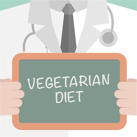 minimalistic illustration of a doctor holding a blackboard with Vegetarian Diet text, eps10 vector Stock Photo - Budget Royalty-Free & Subscription, Code: 400-08501830