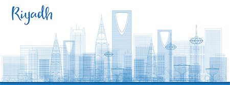 saudi arabia people - Outline Riyadh skyline with blue buildings. Vector illustration. Business and tourism concept with skyscrapers. Image for presentation, banner, placard or web site Stock Photo - Budget Royalty-Free & Subscription, Code: 400-08502357
