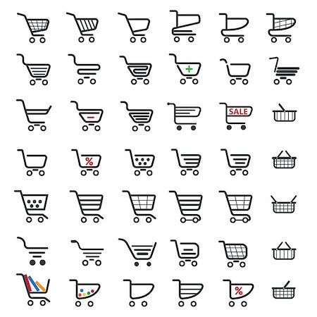 simsearch:400-04097382,k - Shopping cart icons set of 42 pictures for website Stock Photo - Budget Royalty-Free & Subscription, Code: 400-08502378