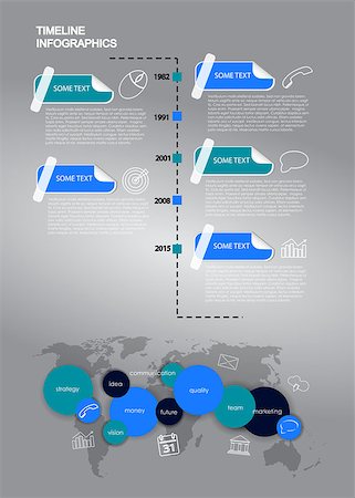 Vector business infographic with circle bubbles and stickers / mission, vision, future and strategy motive or theme on dark background Stock Photo - Budget Royalty-Free & Subscription, Code: 400-08502532