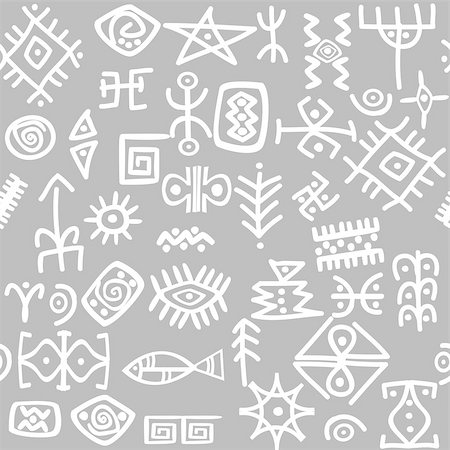 Ancient symbols set seamless pattern Stock Photo - Budget Royalty-Free & Subscription, Code: 400-08502944
