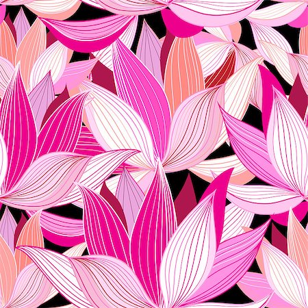 simsearch:400-06929001,k - vector seamless pattern beautiful pink lotus flowers on a black background Stock Photo - Budget Royalty-Free & Subscription, Code: 400-08503709