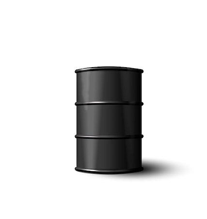 simsearch:400-07982589,k - Illustration Black Metal Barrel of Oil Isolated on White Background - Vector Stock Photo - Budget Royalty-Free & Subscription, Code: 400-08529010