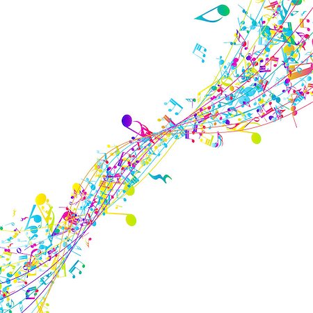 simsearch:400-04345223,k - Multicolor musical design from music staff elements with copy space. Elegant creative design isolated on white. Vector Illustration. Stock Photo - Budget Royalty-Free & Subscription, Code: 400-08529120