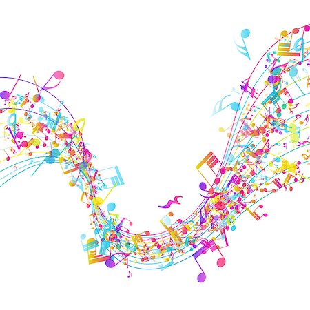 simsearch:400-04345223,k - Multicolor musical design from music staff elements with copy space. Elegant creative design isolated on white. Vector Illustration. Stock Photo - Budget Royalty-Free & Subscription, Code: 400-08529121