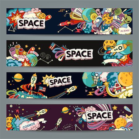 simsearch:400-04378006,k - Cartoon vector illustration of space. Moon, planet, rocket, earth, cosmonaut, comet, universe. Classification, milky way. Hand drawn. Abstract Stock Photo - Budget Royalty-Free & Subscription, Code: 400-08529373