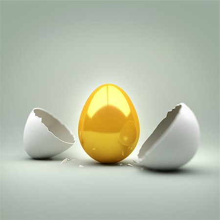 New Golden Egg. A cracked egg revealing a new golden egg. Concept. Photographie de stock - Aubaine LD & Abonnement, Code: 400-08529582