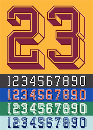 soccer retro designs - Vector illustration of vintage Jersey font numbers Stock Photo - Budget Royalty-Free & Subscription, Code: 400-08529711