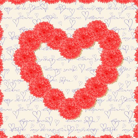 Greeting Valentine Card. Heart Shape Silhouette Composed from Red Flowers Stock Photo - Budget Royalty-Free & Subscription, Code: 400-08530033