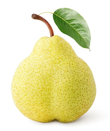 Ripe yellow pear fruit with leaf isolated on white with clipping path Photographie de stock - Aubaine LD & Abonnement, Code: 400-08530254