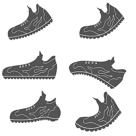 simsearch:400-07922607,k - Set of Gray Sport Shoe Icons Isolated on White Background Stock Photo - Budget Royalty-Free & Subscription, Code: 400-08530830