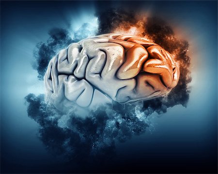 3D render of a brain in storm clouds with frontal lobe highlighted Stock Photo - Budget Royalty-Free & Subscription, Code: 400-08531742