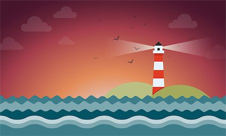 simsearch:400-04272525,k - Illustration of rays coming out from lighthouse in night Stock Photo - Budget Royalty-Free & Subscription, Code: 400-08531821