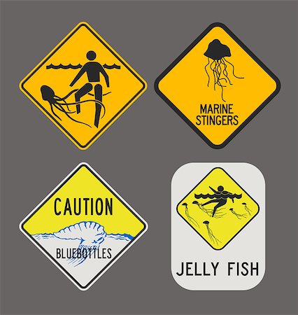 sting - Vector illustration of differents Jellyfish caution signs Stock Photo - Budget Royalty-Free & Subscription, Code: 400-08532945