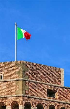 simsearch:400-05338054,k - italy flag on an old fortress fluttering in the wind in the rays of the setting sun Stock Photo - Budget Royalty-Free & Subscription, Code: 400-08533870