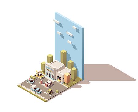 Vector isometric car service building icon Stock Photo - Budget Royalty-Free & Subscription, Code: 400-08555859