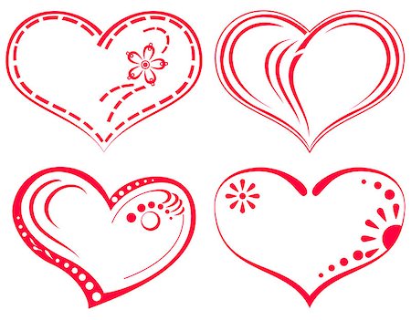 simsearch:400-05891430,k - Valentine red hearts set, symbol of love, pictograms with abstract patterns. Vector Stock Photo - Budget Royalty-Free & Subscription, Code: 400-08556946