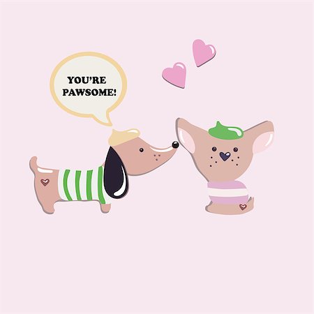 Two cute French dogs in love. Doggie talk to each other on a pink background. Stock Photo - Budget Royalty-Free & Subscription, Code: 400-08550844