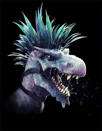 prehistoric - Cool dinosaur head on a black background. Stock Photo - Budget Royalty-Free & Subscription, Code: 400-08551005