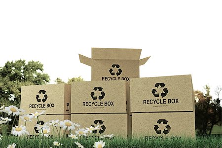 simsearch:400-06073227,k - recycle boxes on green grass Stock Photo - Budget Royalty-Free & Subscription, Code: 400-08551140