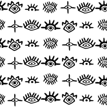 Stylized hand-drawn eyes seamless pattern Stock Photo - Budget Royalty-Free & Subscription, Code: 400-08551520