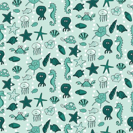 simsearch:400-05916696,k - Seamless pattern with sea animals. Vector illustration Stock Photo - Budget Royalty-Free & Subscription, Code: 400-08551921