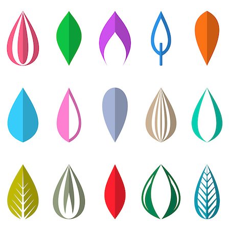 simsearch:400-05698489,k - Different origami colorful simple leaves on white background Stock Photo - Budget Royalty-Free & Subscription, Code: 400-08552303