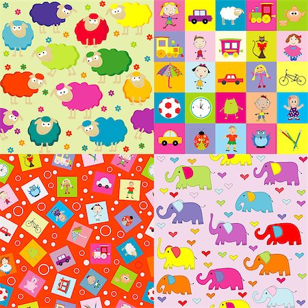 shower kid - Collection of four backgrounds for kids Stock Photo - Budget Royalty-Free & Subscription, Code: 400-08552642